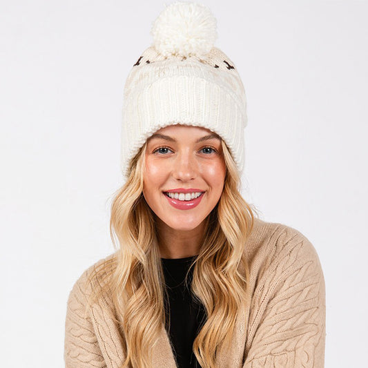 HATEGORY Aztec Pattern Pom Pom Beanie Hat