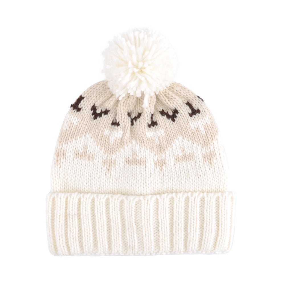 HATEGORY Aztec Pattern Pom Pom Beanie Hat