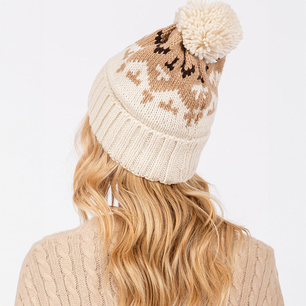 HATEGORY Aztec Pattern Pom Pom Beanie Hat