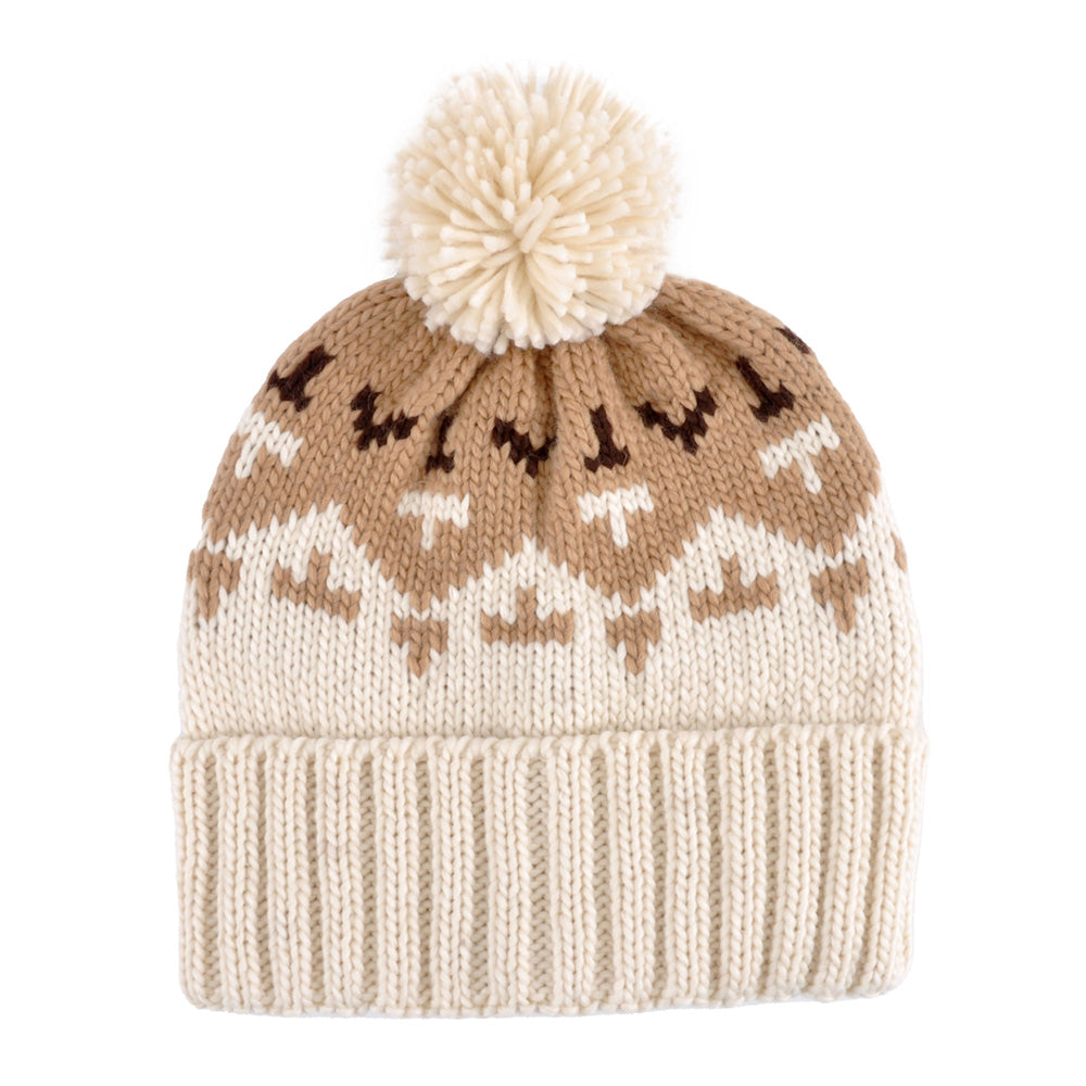 HATEGORY Aztec Pattern Pom Pom Beanie Hat