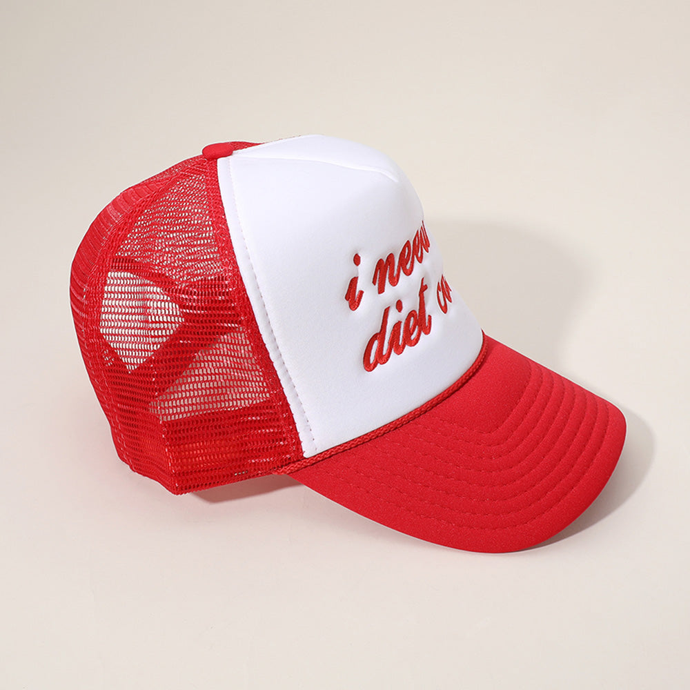 HATEGORY I NEED A DIET COKE Message Embroidered Mesh Back Trucker Cap
