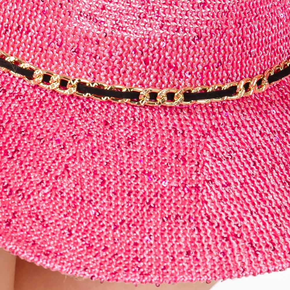 HATEGORY Sequin Cowboy Hat with Metal Chain Suede String Band