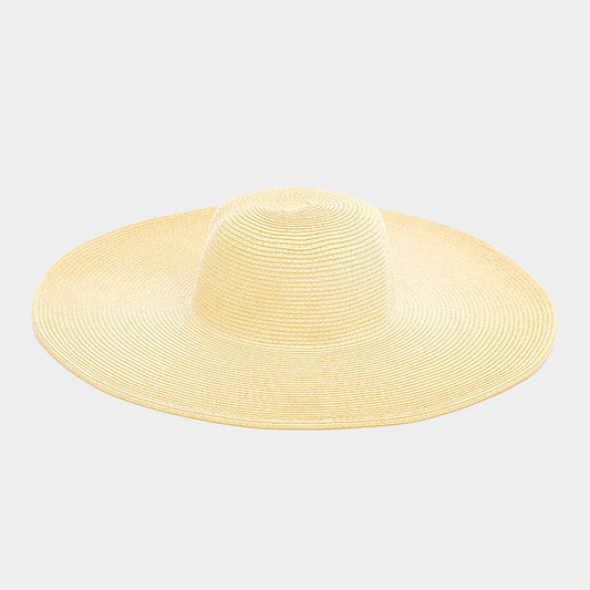 HATEGORY Wide Brimmed Solid Straw Floppy Hat