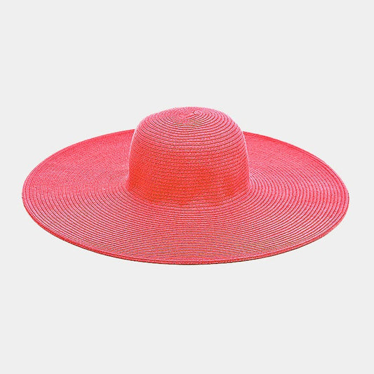 HATEGORY Wide Brimmed Solid Straw Floppy Hat