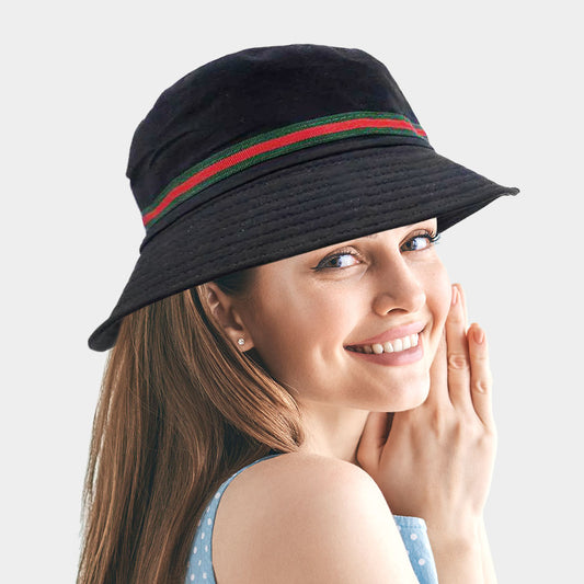 HATEGORY Reversible Color Block Detail Bucket Hat