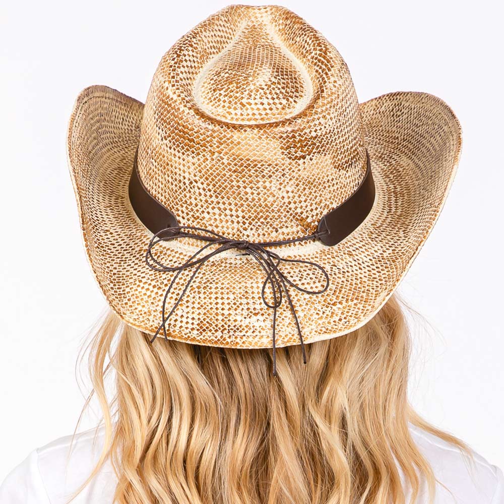 HATEGORY Vintage Cowboy Hat with Western Bull and Stud Faux Leather Band