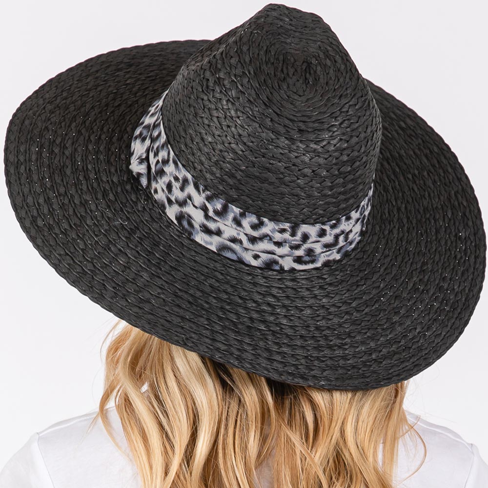 HATEGORY Leopard Band Straw Sun Hat