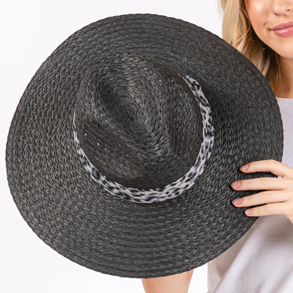 HATEGORY Leopard Band Straw Sun Hat