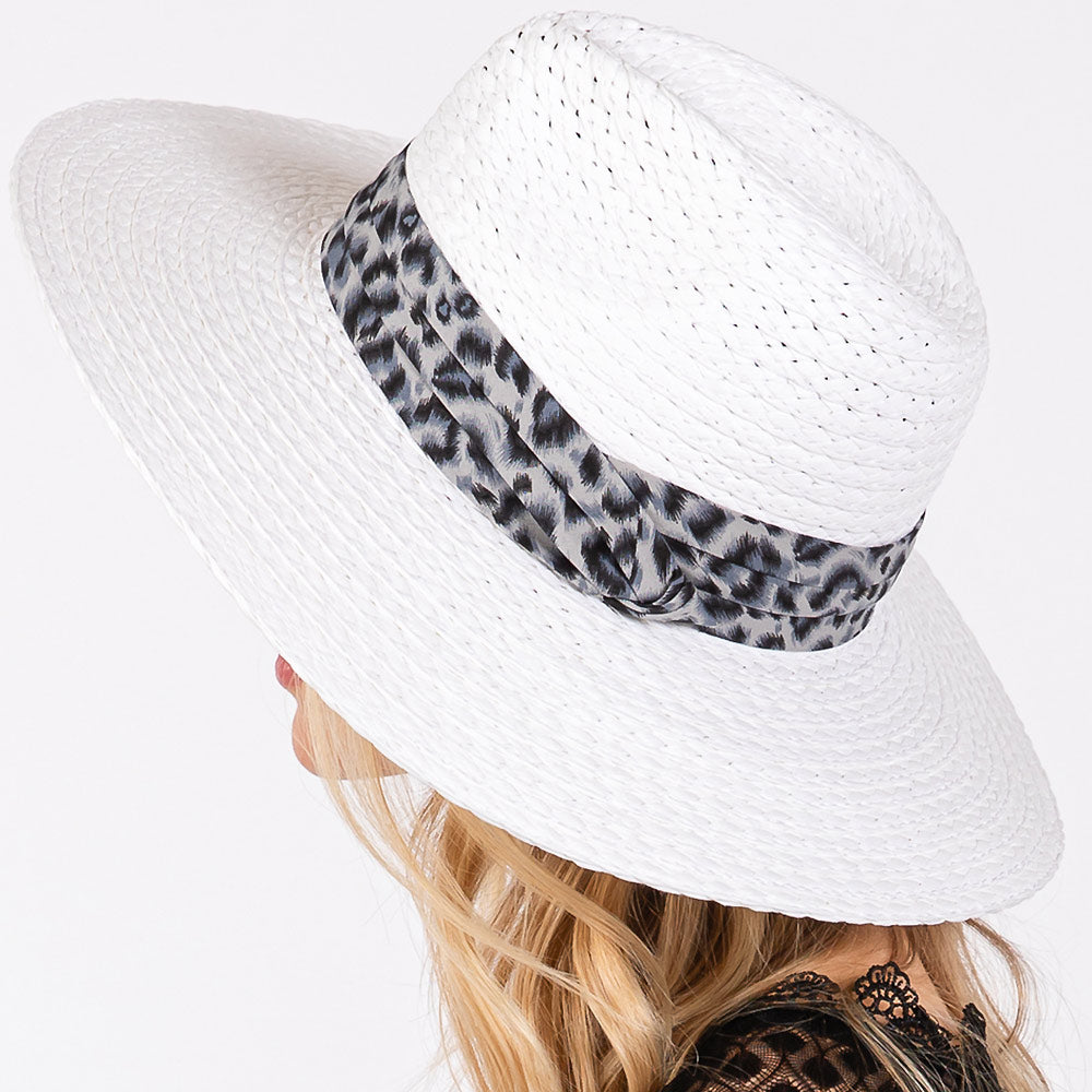 HATEGORY Leopard Band Straw Sun Hat
