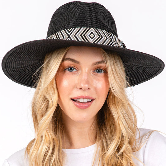 HATEGORY Tribal Aztec Pattern Straw Sun Hat