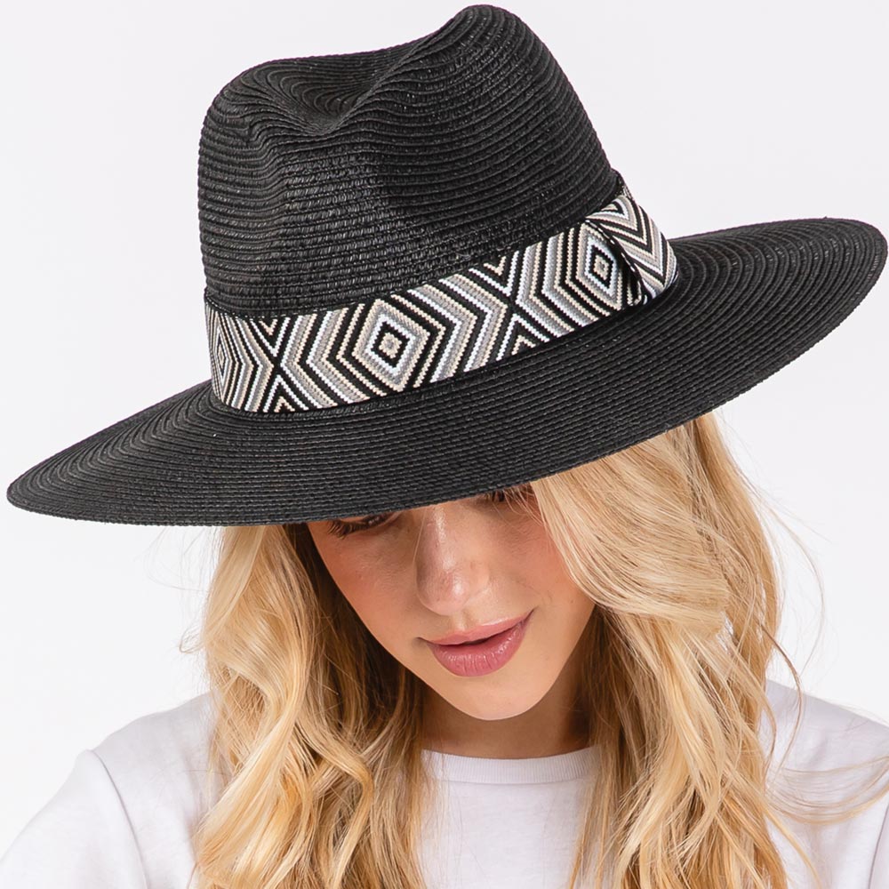 HATEGORY Tribal Aztec Pattern Straw Sun Hat