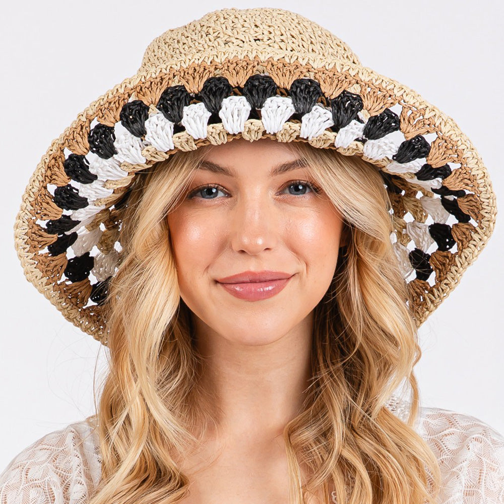 HATEGORY Multi Color Straw Bucket Hat