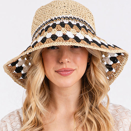 HATEGORY Multi Color Straw Bucket Hat