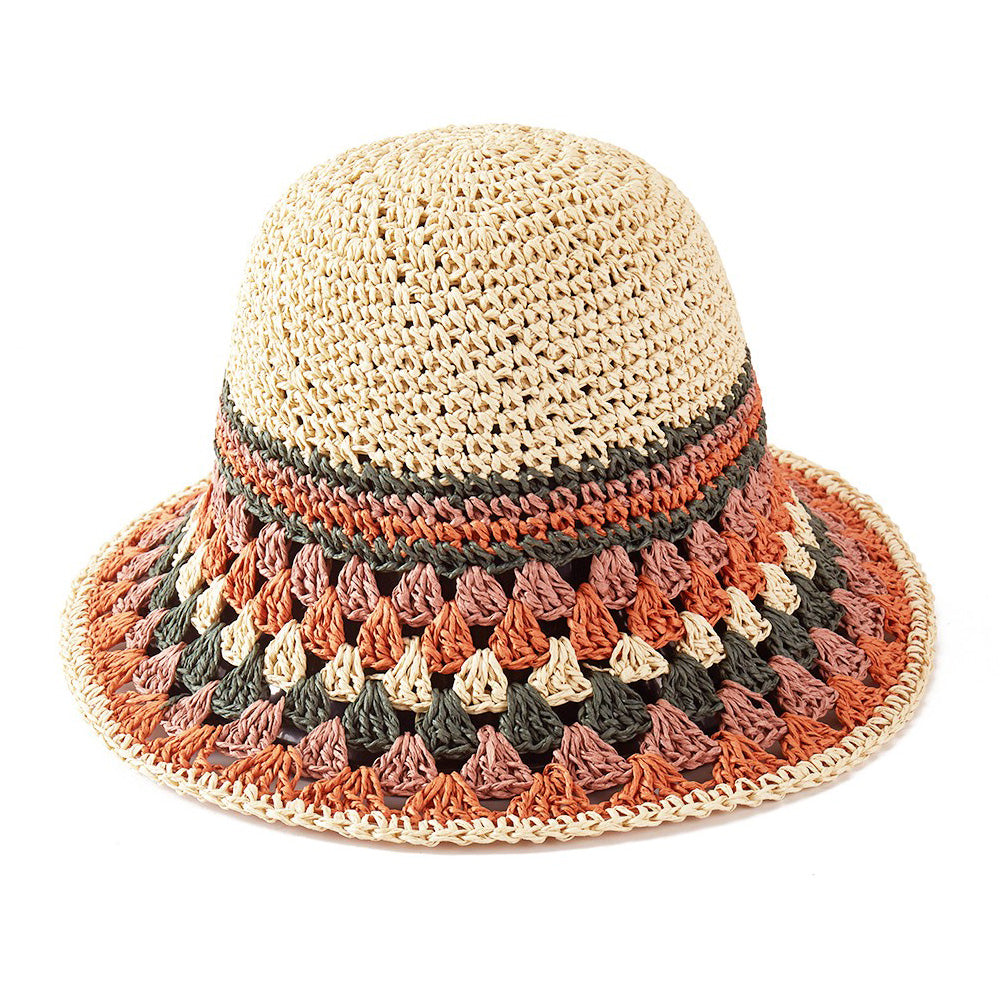 HATEGORY Multi Color Straw Bucket Hat