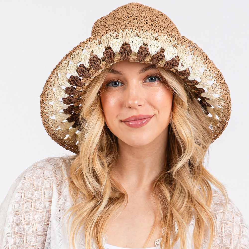 HATEGORY Multi Color Straw Bucket Hat