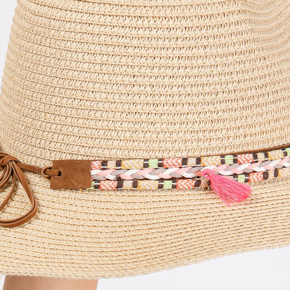 HATEGORY Boho Tassel Band Straw Sun Hat