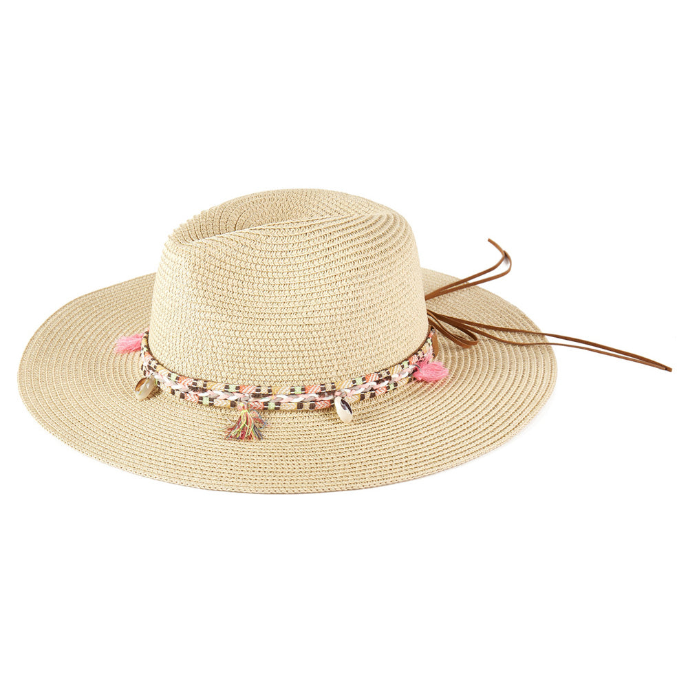 HATEGORY Boho Tassel Band Straw Sun Hat