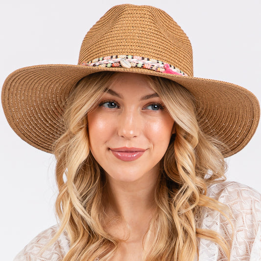 HATEGORY Boho Tassel Band Straw Sun Hat
