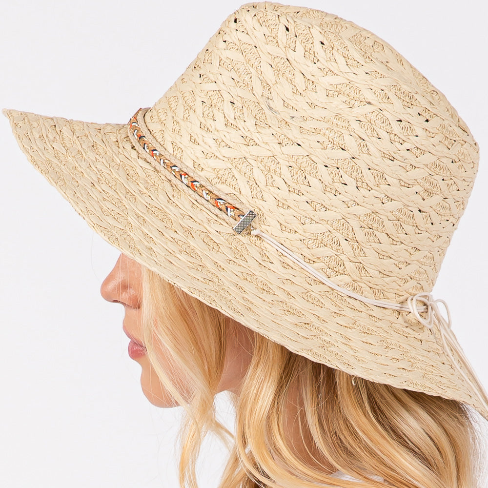 HATEGORY Straw Sun Hat with Straw Braided Evil Eye