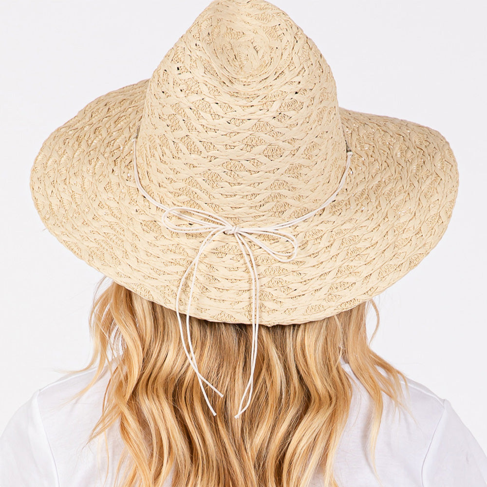 HATEGORY Straw Sun Hat with Straw Braided Evil Eye