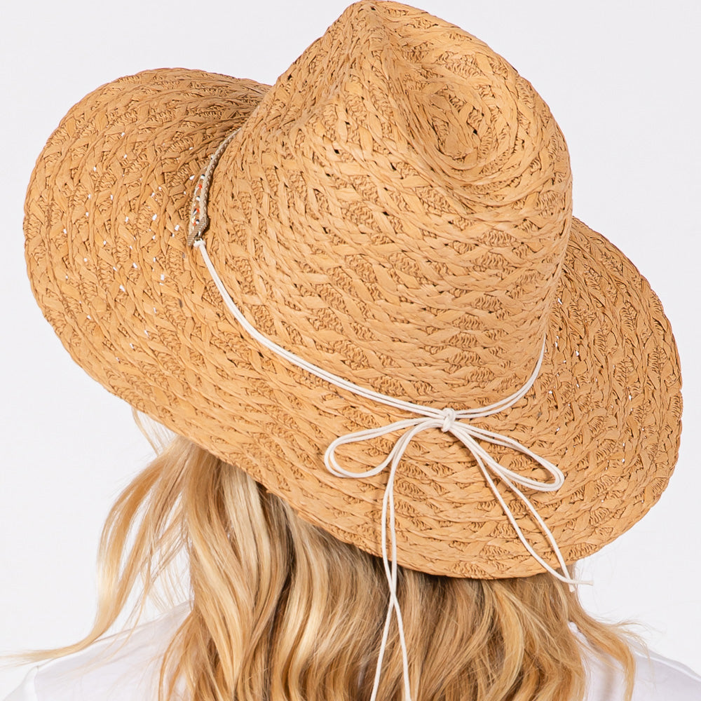 HATEGORY Straw Sun Hat with Straw Braided Evil Eye