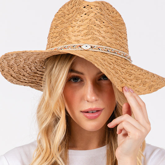 HATEGORY Straw Sun Hat with Straw Braided Evil Eye