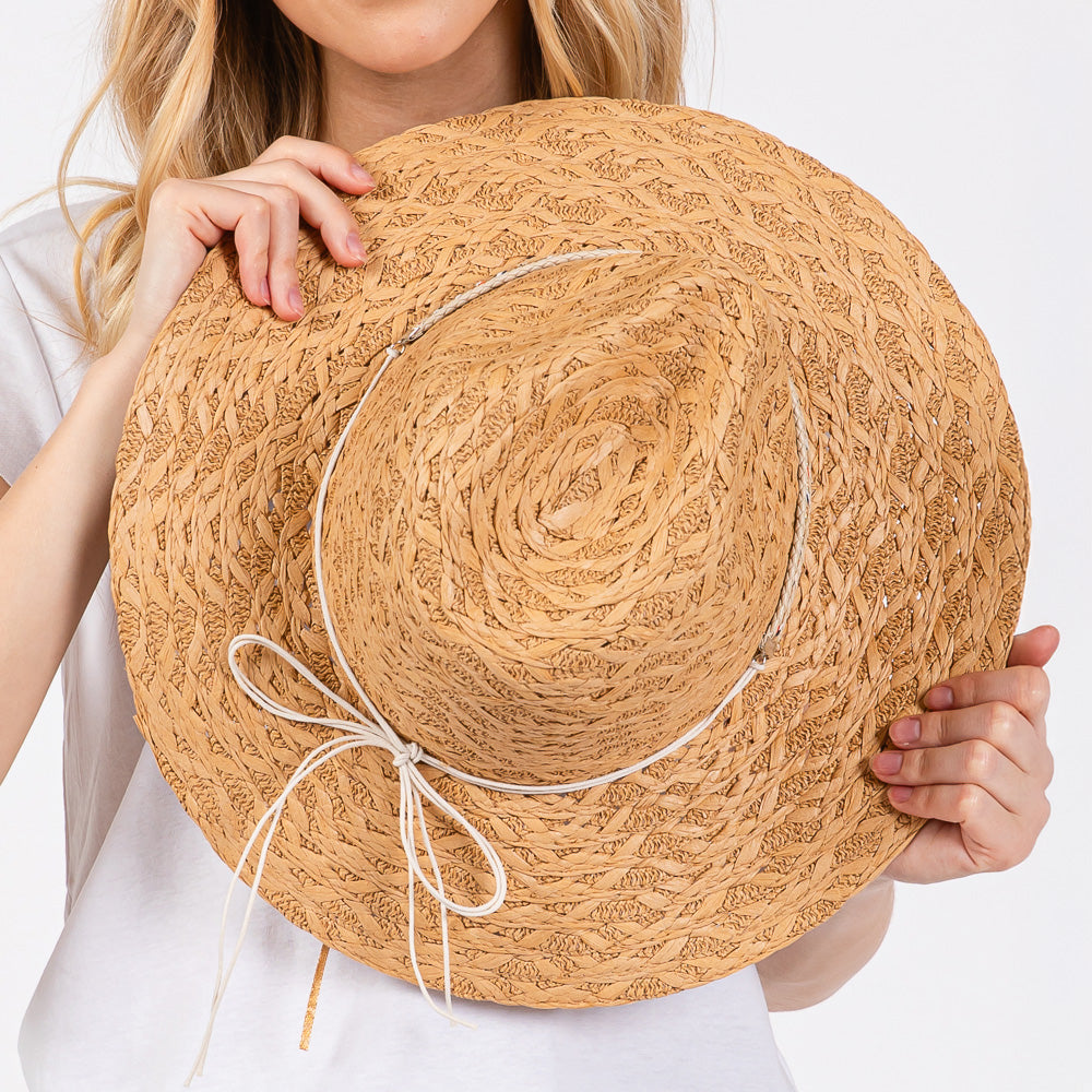 HATEGORY Straw Sun Hat with Straw Braided Evil Eye