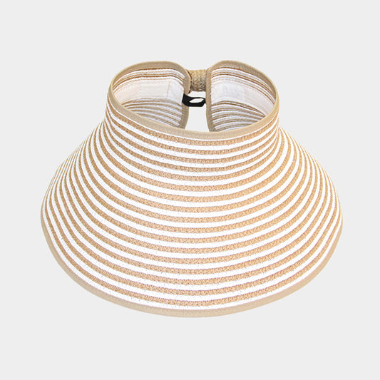 HATEGORY STRIPE ROLL UP FOLDABLE LARGE BRIM SUN VISOR HAT