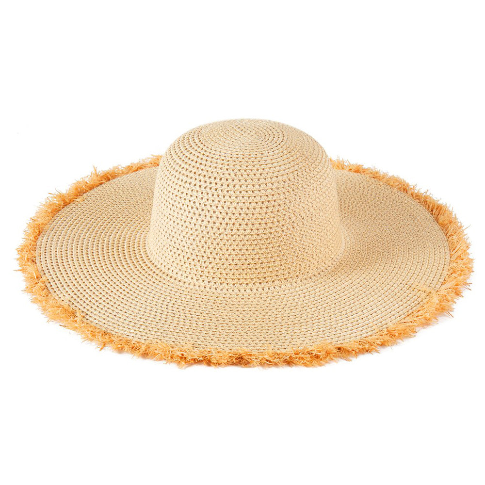 HATEGORY Frayed Edge Floppy Straw Sun Hat