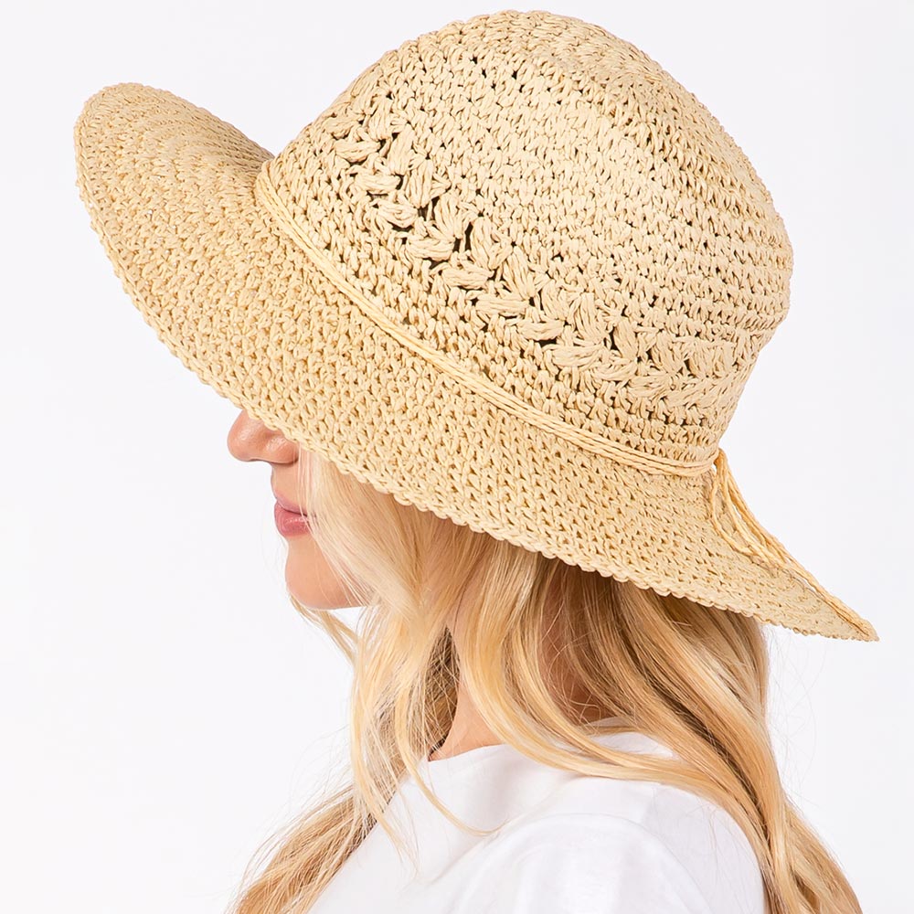HATEGORY Crochet Straw Sun Hat