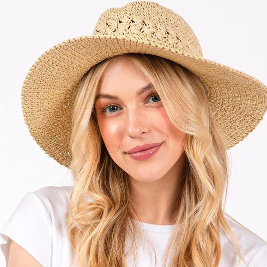 HATEGORY Crochet Straw Sun Hat