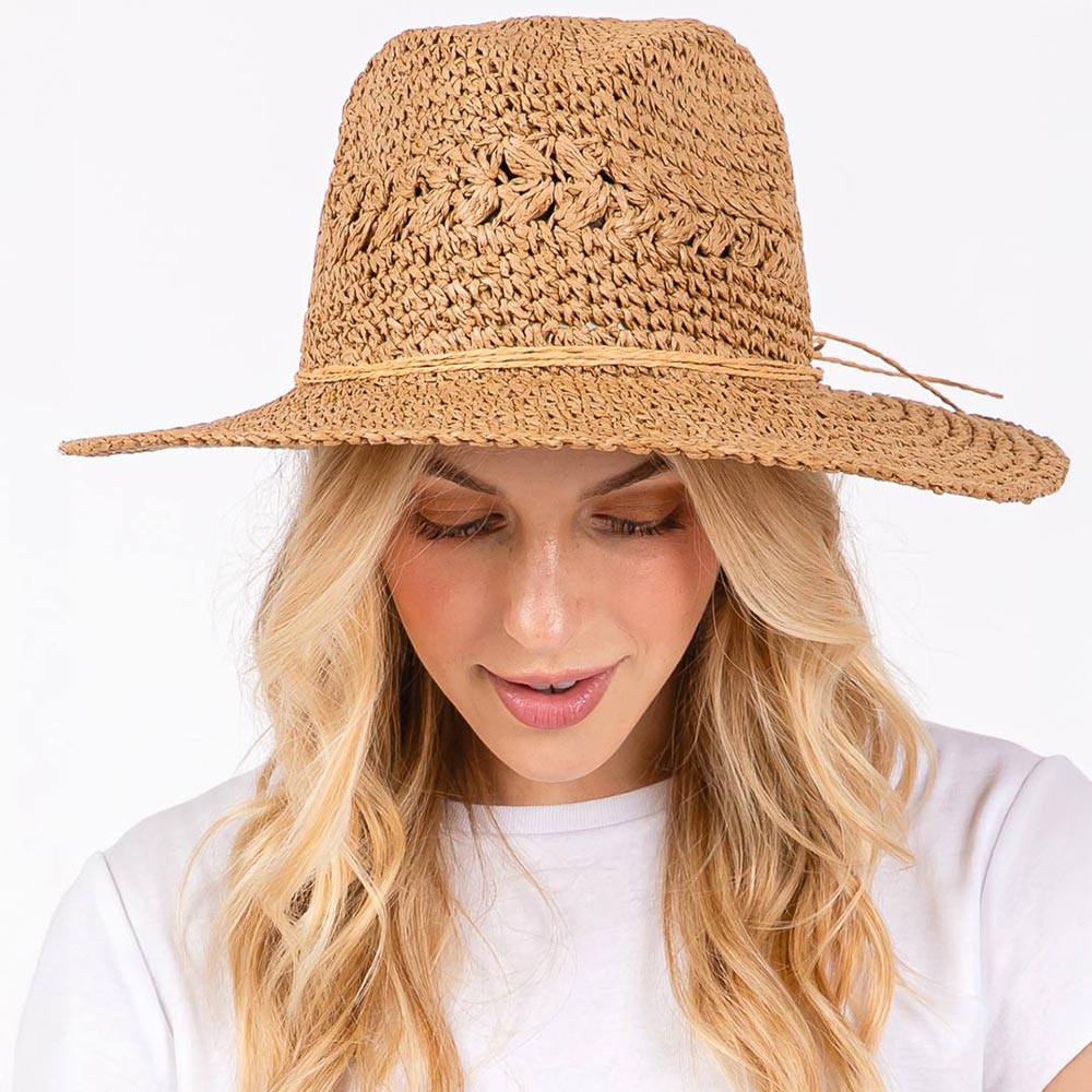 HATEGORY Crochet Straw Sun Hat