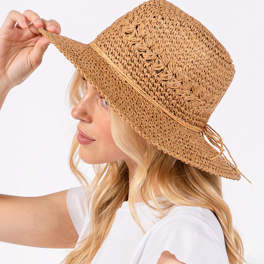HATEGORY Crochet Straw Sun Hat