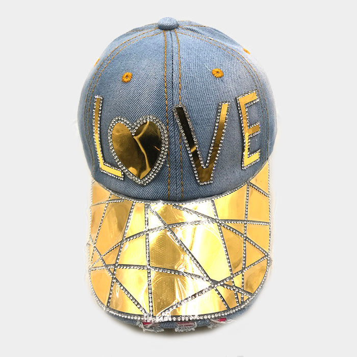 HATEGORY LOVE _ Bling Denim Baseball Cap