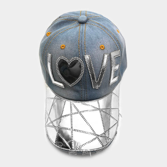 HATEGORY LOVE _ Bling Denim Baseball Cap