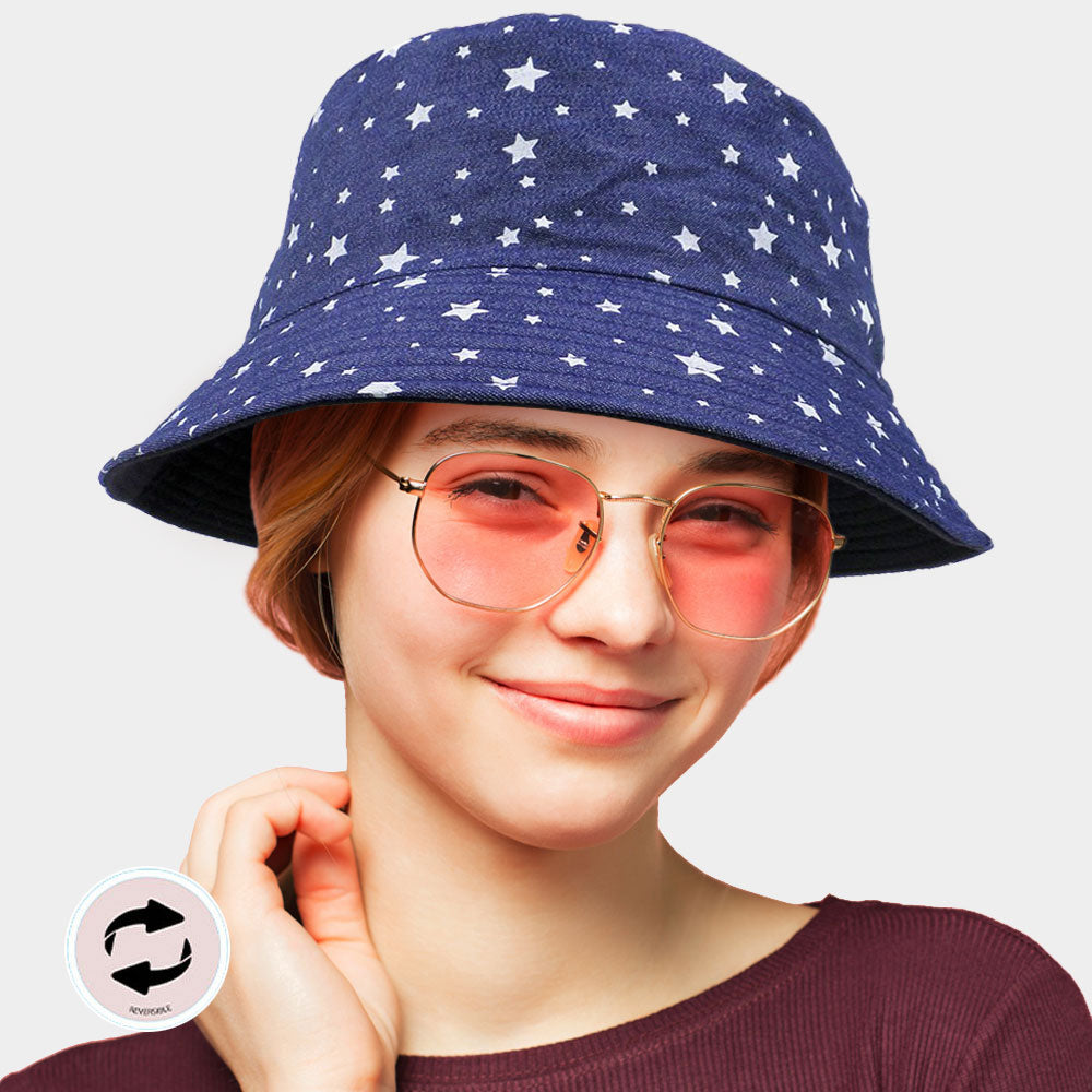HATEGORY Reversible Star Pattern Bucket Hat