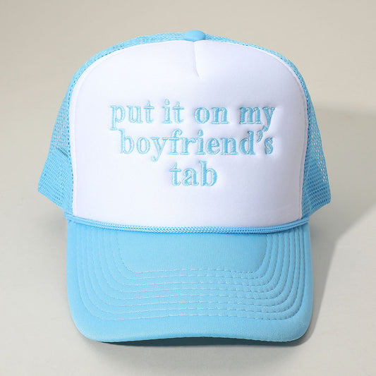 HATEGORY PUT IT ON MY BOYFRIENDS TAB Embroidered Mesh Back Trucker Cap