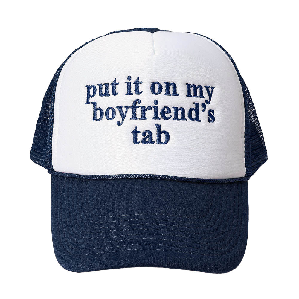 HATEGORY PUT IT ON MY BOYFRIENDS TAB Embroidered Mesh Back Trucker Cap