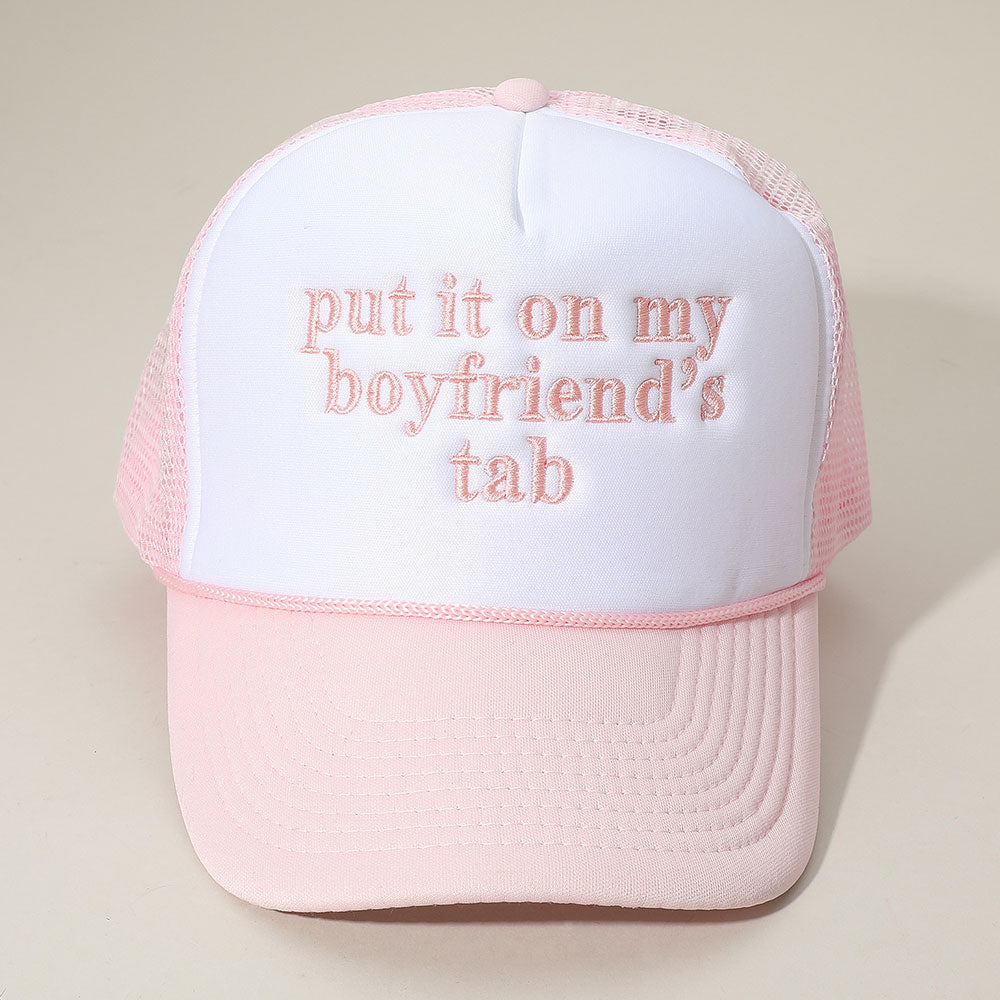 HATEGORY PUT IT ON MY BOYFRIENDS TAB Embroidered Mesh Back Trucker Cap