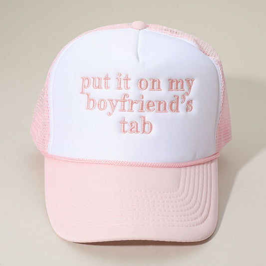 HATEGORY PUT IT ON MY BOYFRIENDS TAB Embroidered Mesh Back Trucker Cap