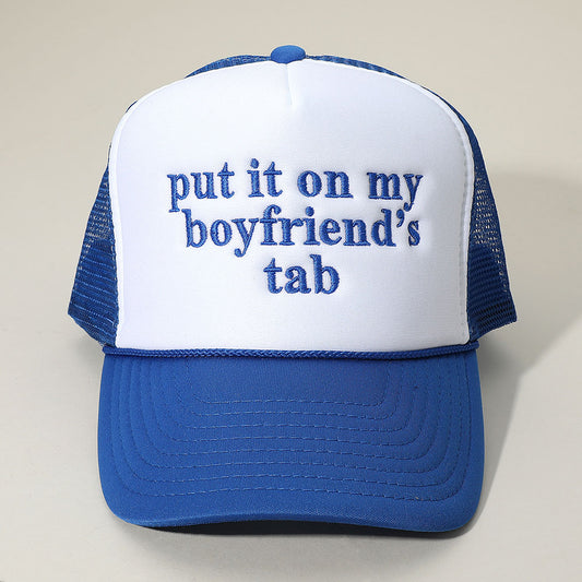 HATEGORY PUT IT ON MY BOYFRIENDS TAB Embroidered Mesh Back Trucker Cap