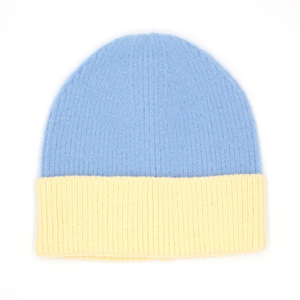 HATEGORY Two Tone Soft Fuzzy Knit Winter Beanie Hat