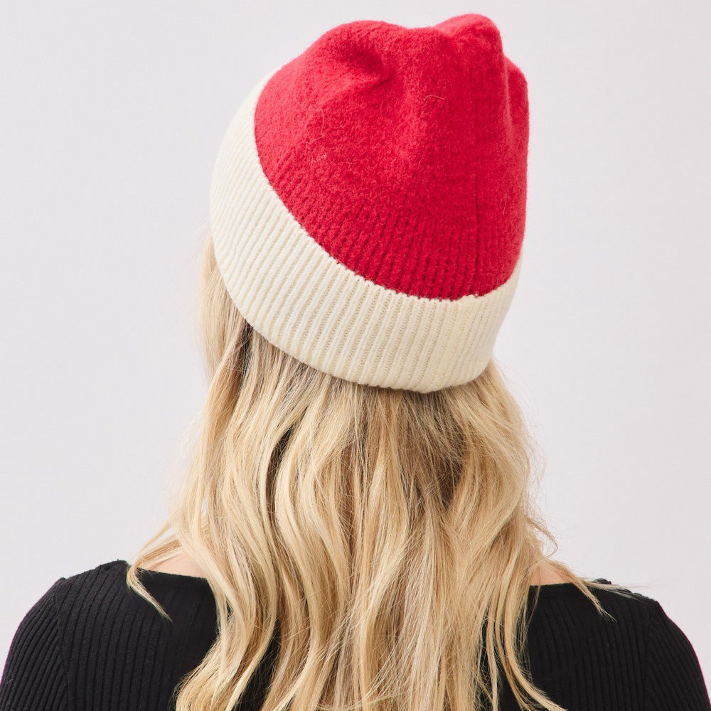 HATEGORY Two Tone Soft Fuzzy Knit Winter Beanie Hat