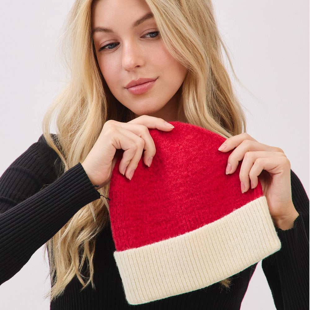 HATEGORY Two Tone Soft Fuzzy Knit Winter Beanie Hat