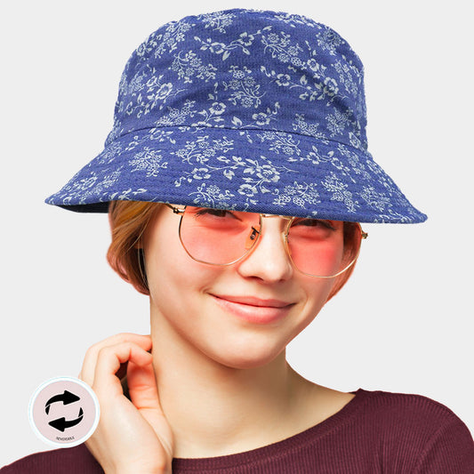 HATEGORY Reversible Flower Pattern Bucket Hat