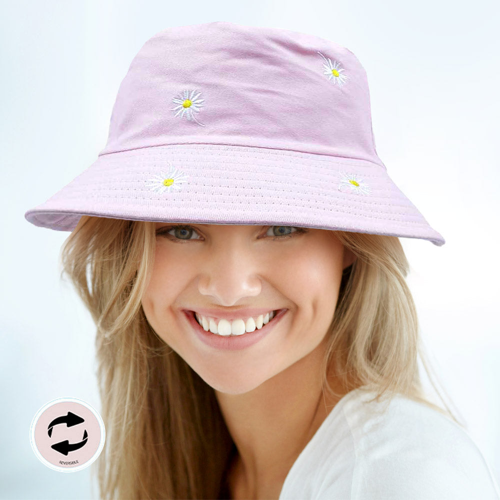 HATEGORY Reversible Daisy Flower Patterned Bucket Hat
