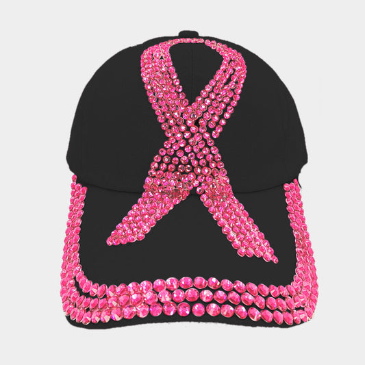 HATEGORY Bling Pink Ribbon Baseball Cap