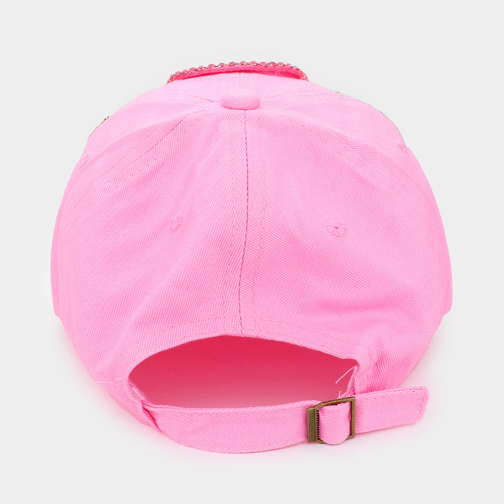 HATEGORY Bling Pink Ribbon Baseball Cap