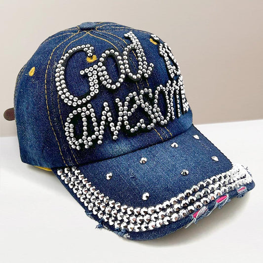 HATEGORY Bling 'GOD IS AWESOME' Message Baseball Cap