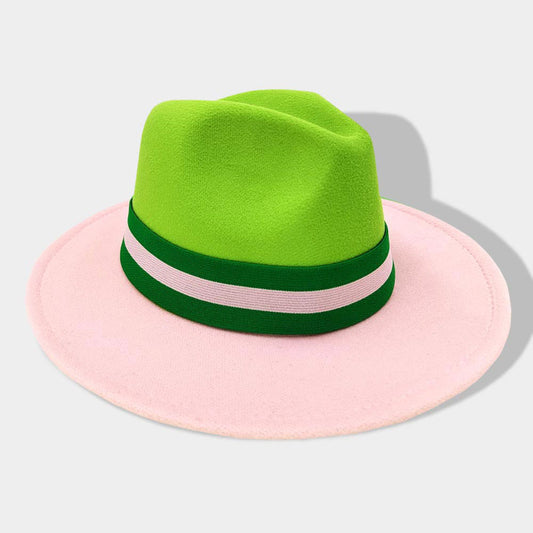 HATEGORY Color Blocked Fedora Hat